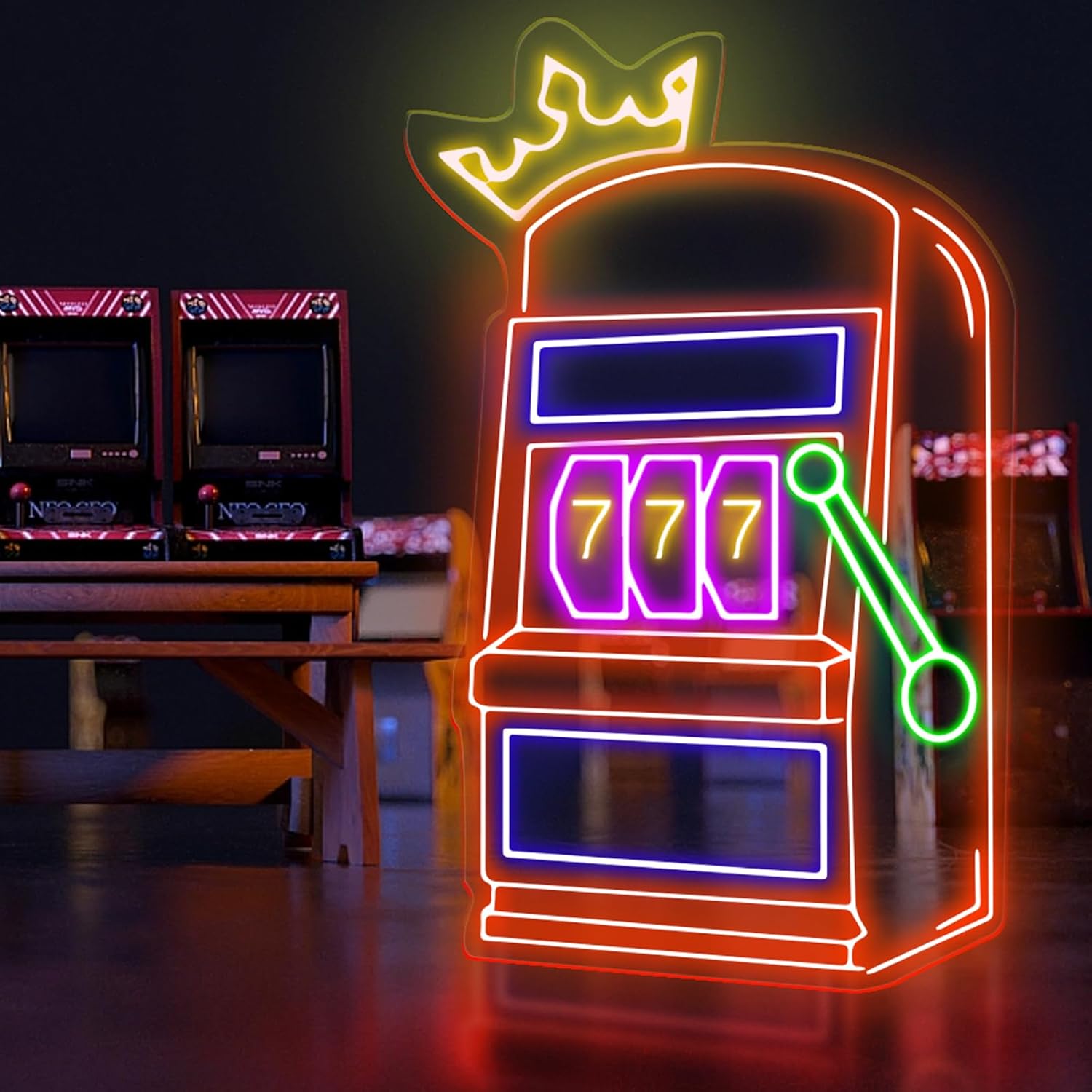 Outdoor Power Garage - スロットマシンネオンサインゲームアイコンカジノ用USB電源LEDライト結婚式ガレージバーゲームルーム寝室装飾用