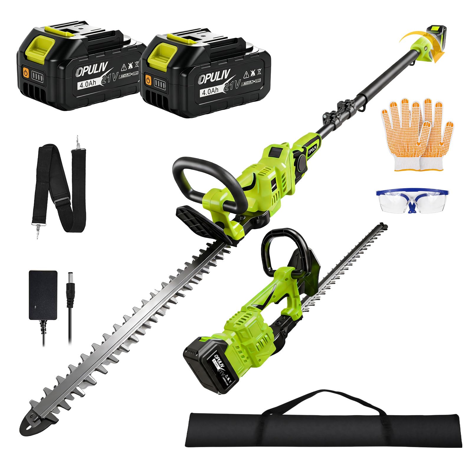 Hedge Trimmer Cordless - アスリオン株式会社製 2-in-1コードレスヘッジトリマー、電動ポール、21インチスチール製