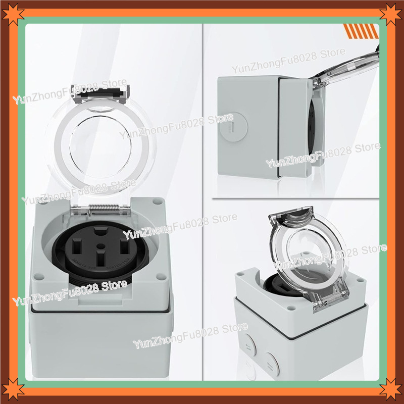 Outdoor Power Receptacle Box - 50アンペア 14-50R 電源コンセントボックス 125/250ボルト 屋外用耐候性防塵コンセント 電気自動車充電用