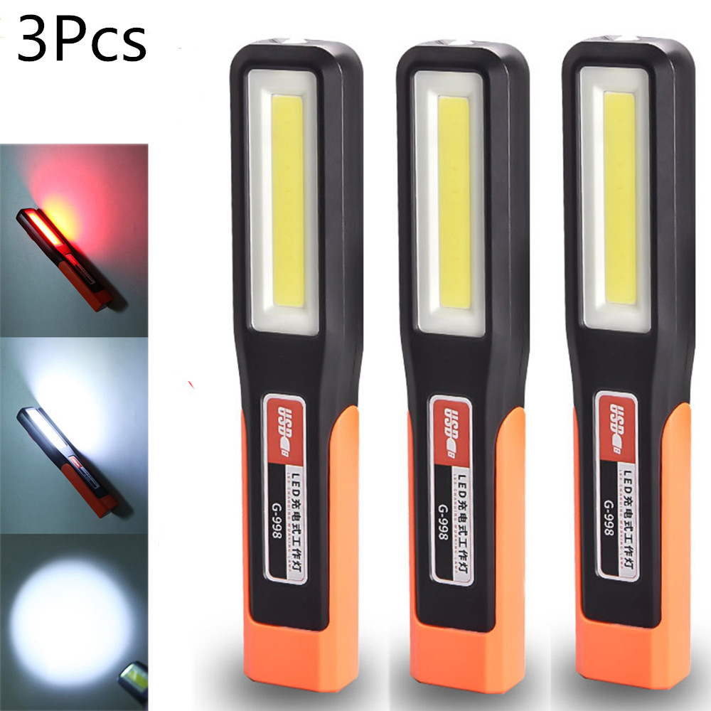 Outdoor Power Garage - 3 個の強力な COB LED ワークライトガレージメカニックランプ USB