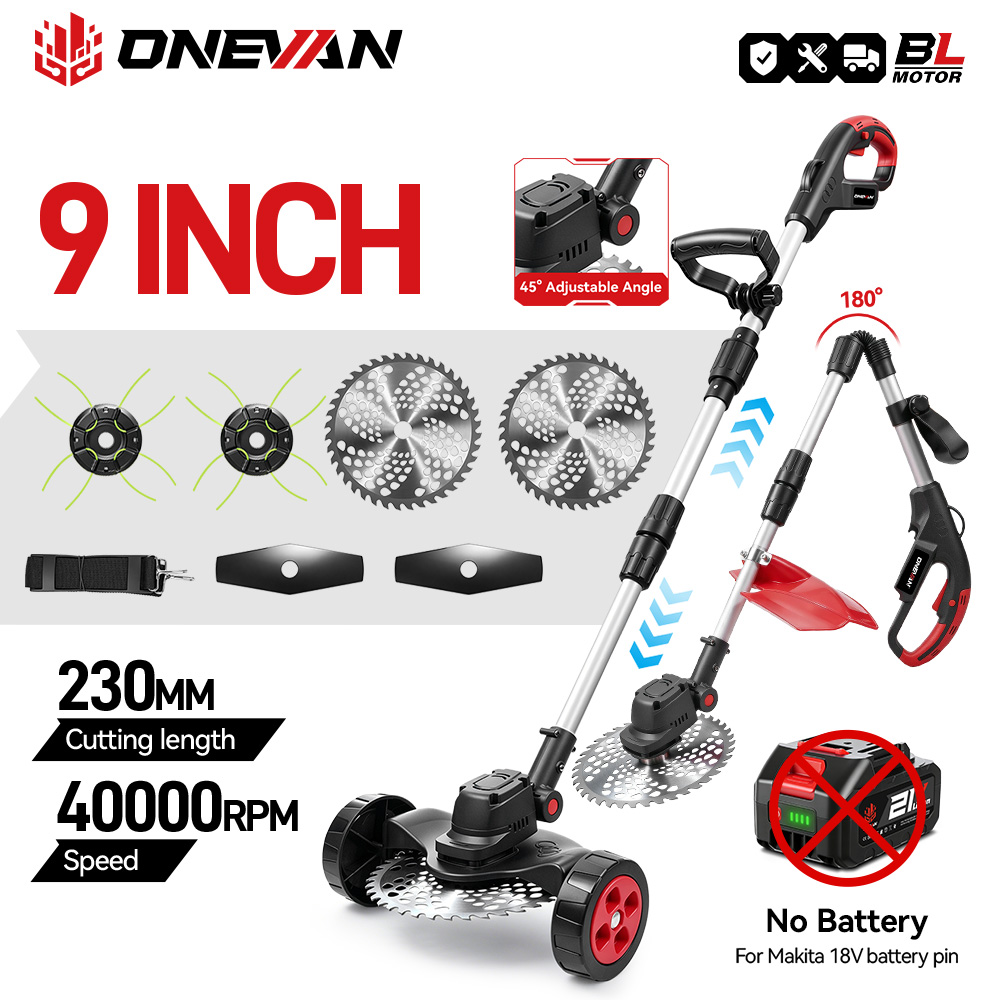 Hedge Trimmer Cordless - ONEVAN 9インチ 40000RPM ブラシレス電動芝刈り機 折りたたみ式 庭用草刈り機