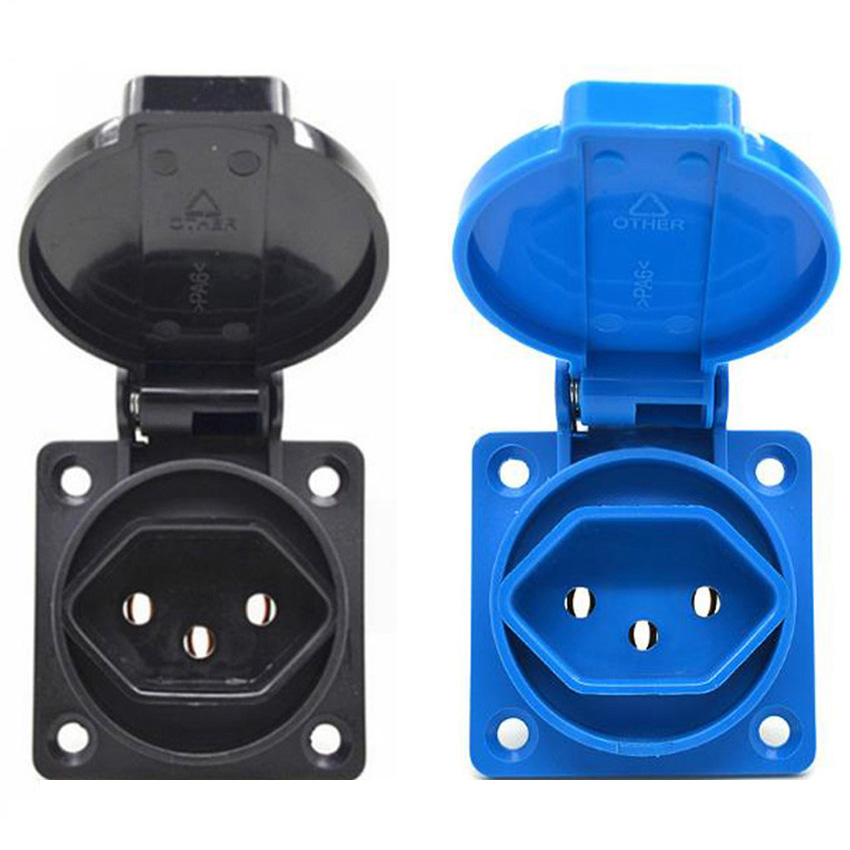 Outdoor Power Point Cover - 1 個ブラジルスイス防水産業用ソケット 10A フラッシュマウント電気コンセントカバー付き屋外ガーデンキャンプ RV 用