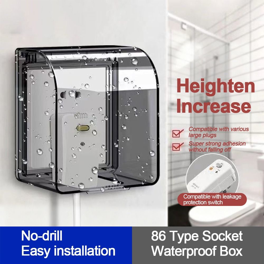 Outdoor Power Outlet Box - 壁掛けスイッチ保護カバー自己粘着拡大プラスチックソケット防水ボックス 86 タイプ防滴ボックス浴室
