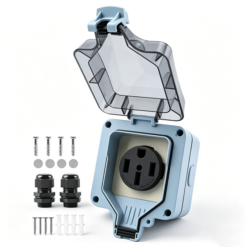 Outdoor Power Point Cover - 屋外電源コンセントボックス 防水IP66 50A 125v250V プラグソケット 屋外コンセントカバー付き