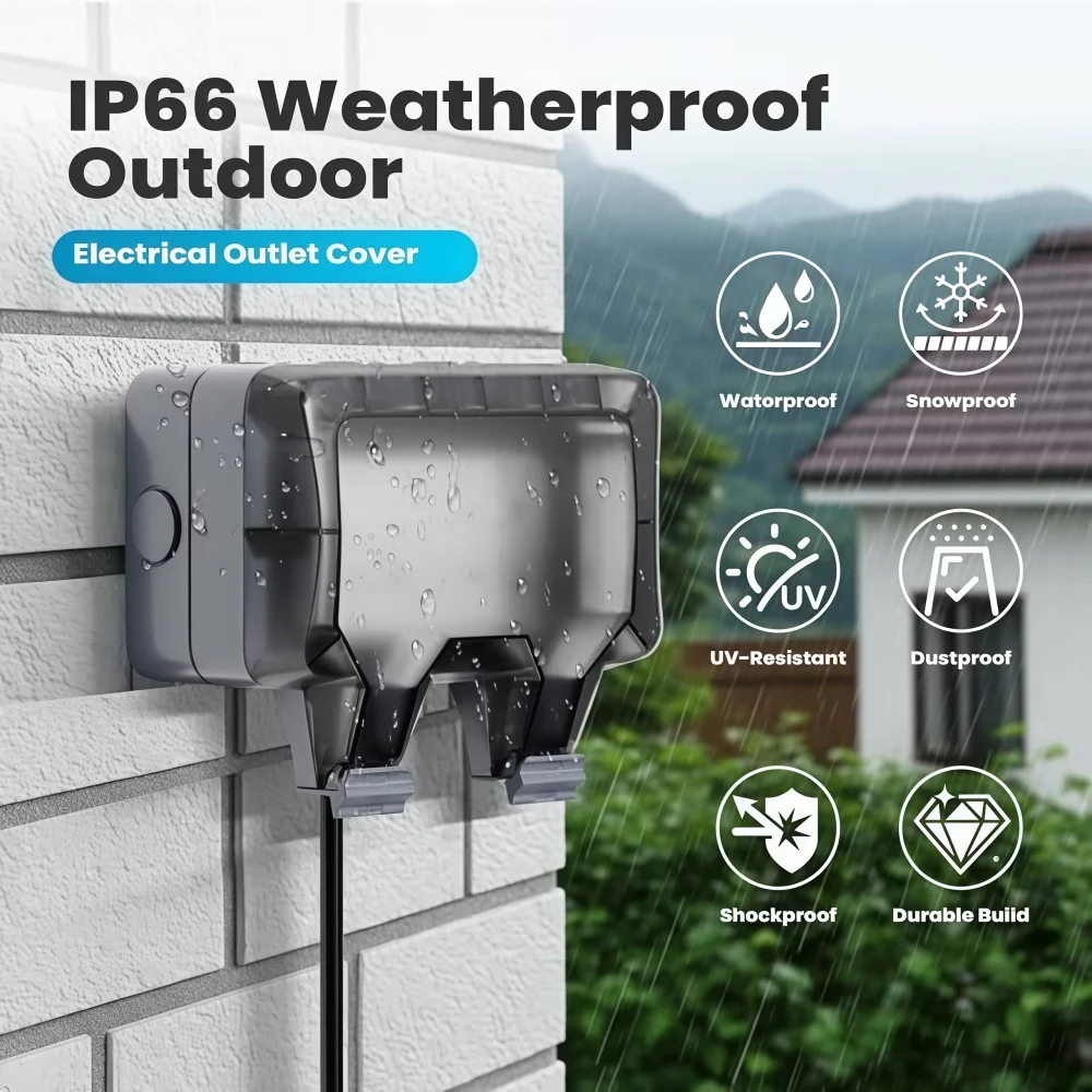 防水屋外コンセント、保護カバー付きダブル電源コンセント、防塵 - Outdoor Power Point Cover のレビューと価格