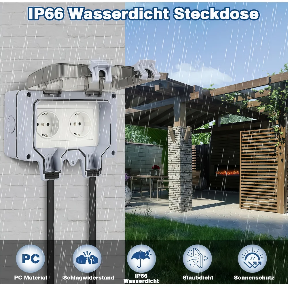 防水屋外コンセント、保護カバー付きダブル電源コンセント、防塵 - Outdoor Power Point Cover のレビューと価格