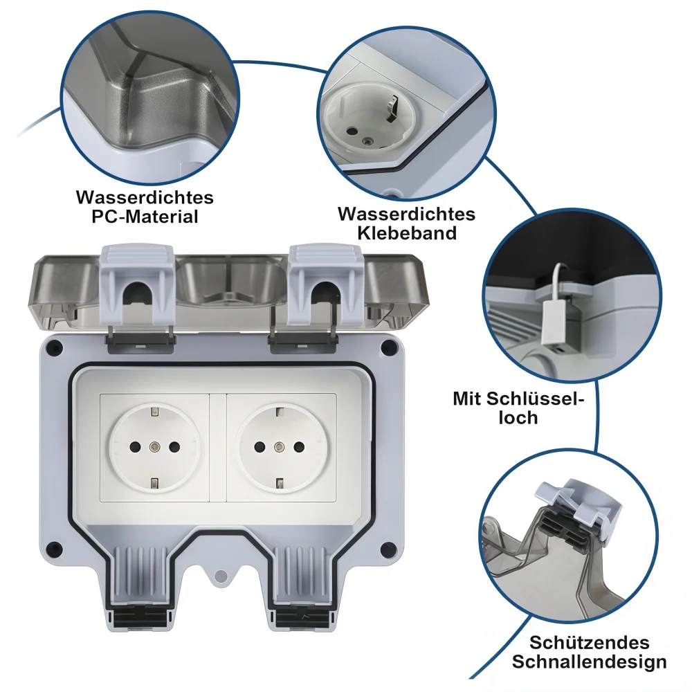 防水屋外コンセント、保護カバー付きダブル電源コンセント、防塵 - Outdoor Power Point Cover のレビューと価格