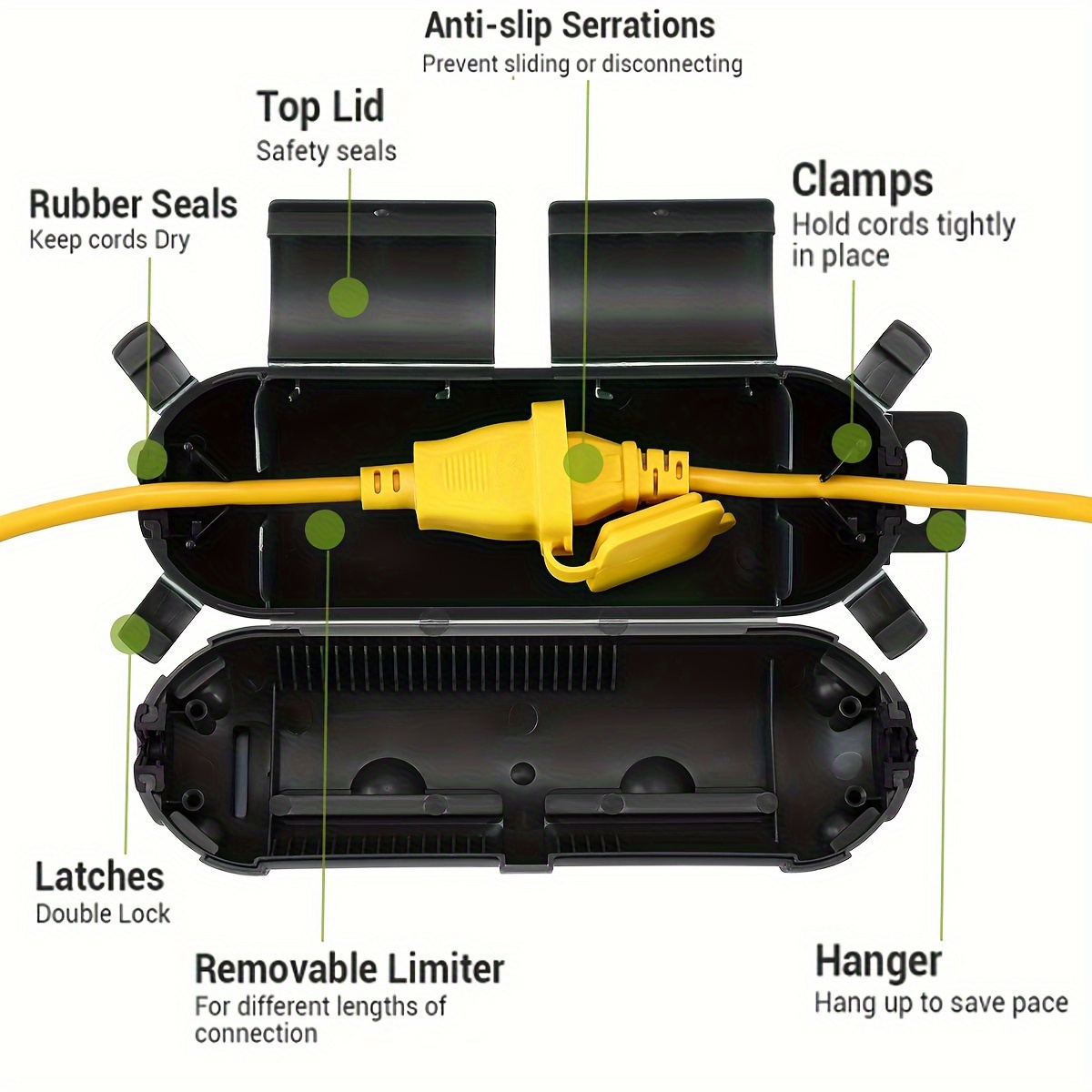延長コードプラグ接続保護安全カバー、防水屋内屋外、ストリング - Outdoor Power Point Cover のレビューと価格