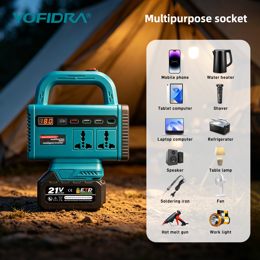 YOFIDRA 220V ポータブルパワーインバーター 屋外 - Outdoor Power Adapter Usb C のレビューと価格