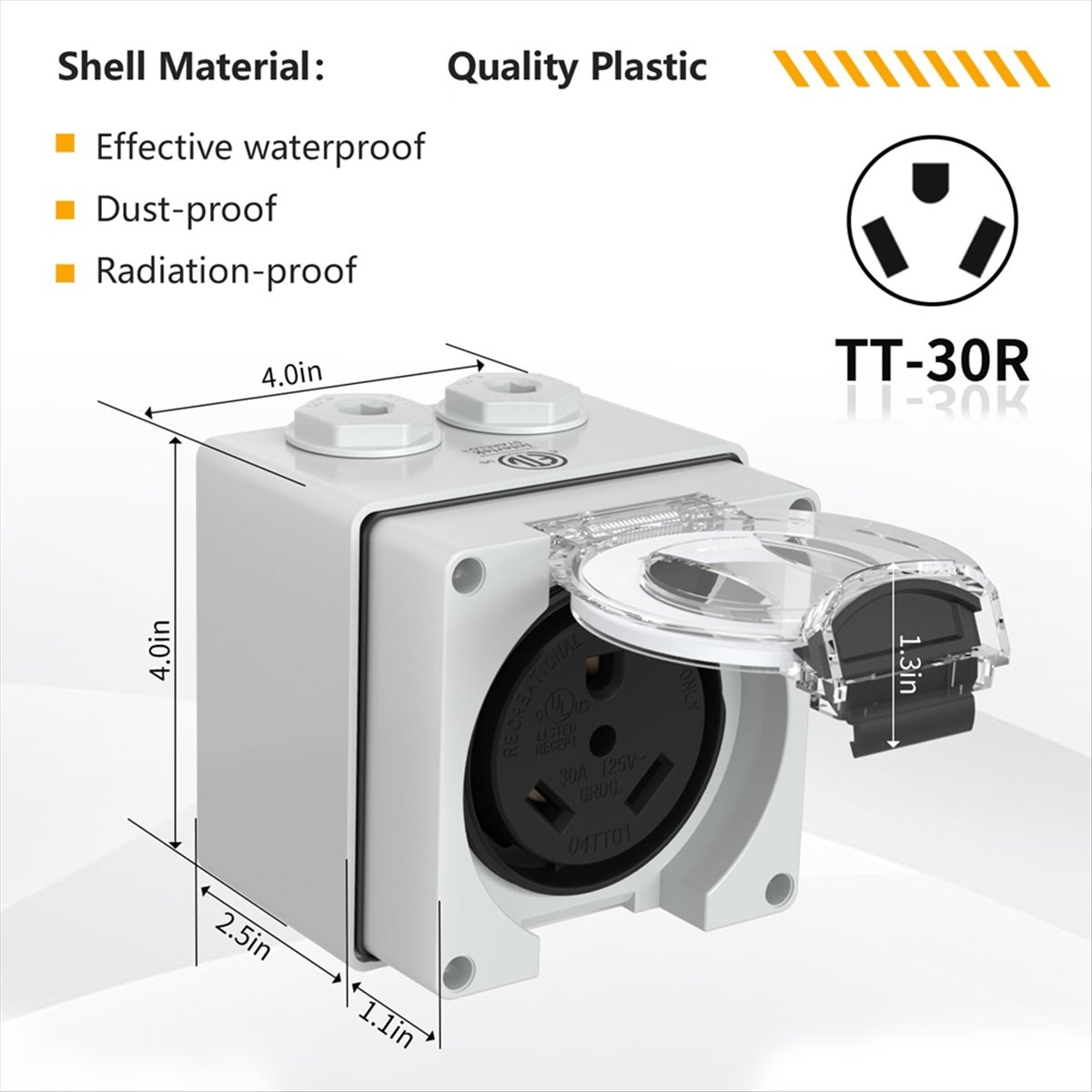 HHTL 30アンペア電源コンセントボックス、125ボルトN - Outdoor Power Receptacle Box のレビューと価格